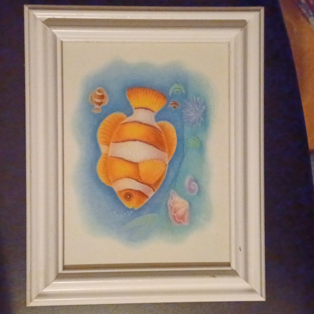 Art White framed picture fish